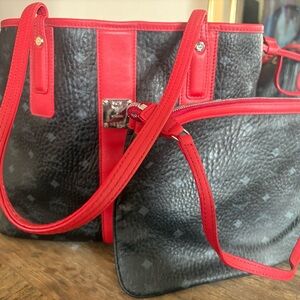MCM Red and Black Tote Bag